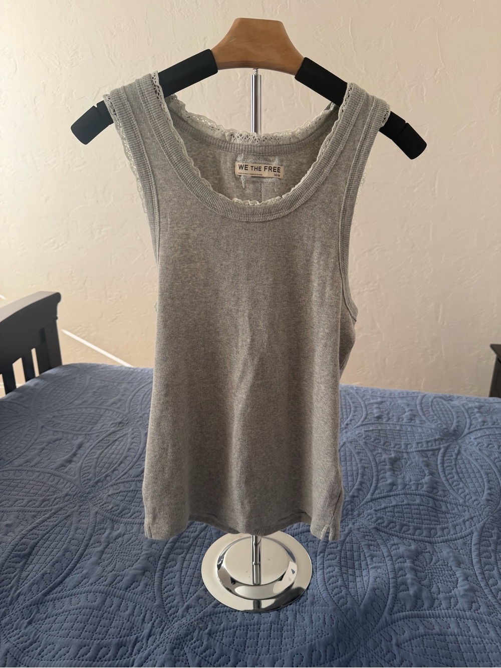 We The Free Light Gray Ribbed Scoop Neck Tank